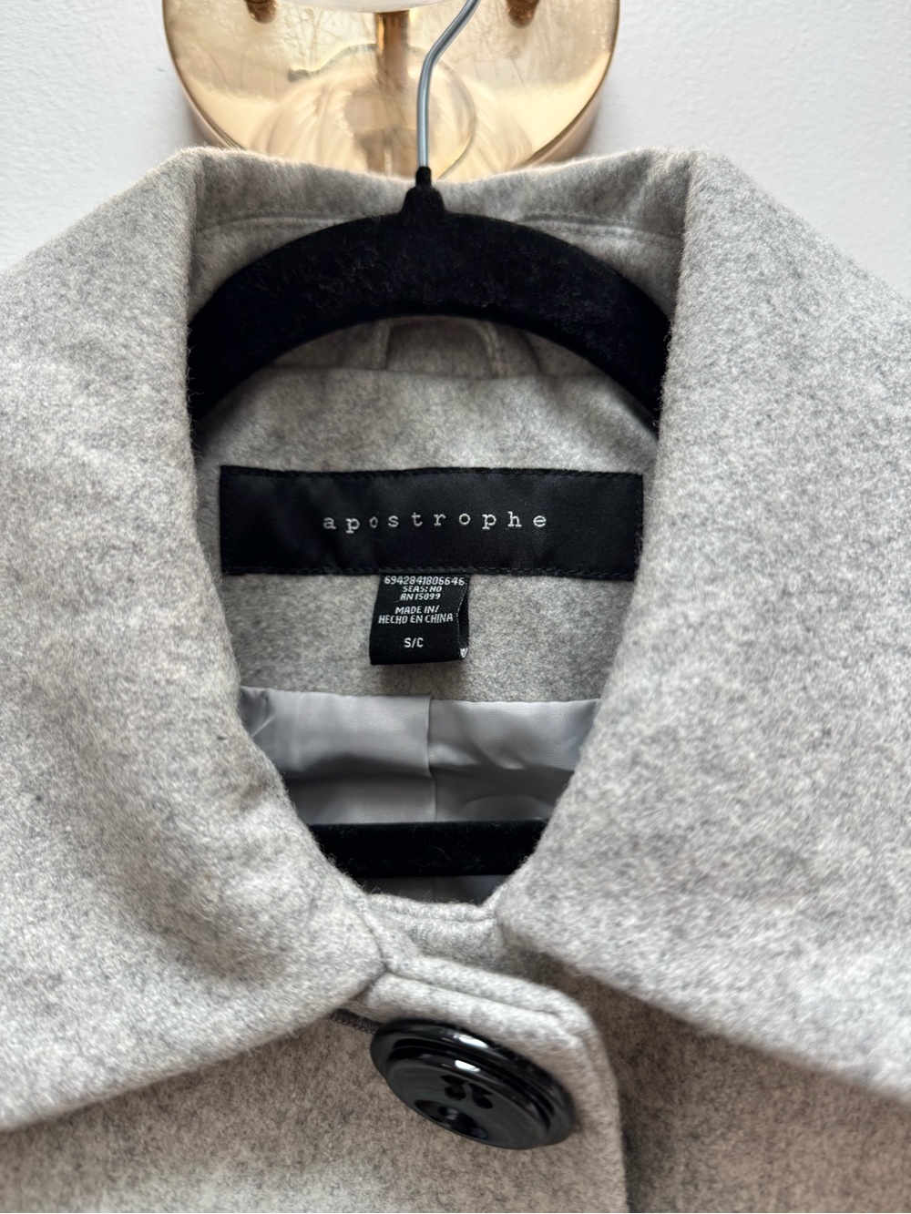 Apostrophe Light Gray Wool-Blend Pea Coat - Picture 3 of 5